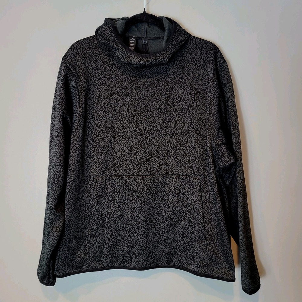 Lululemon Lab Double Knit Jacquard Hoodie Men Size M Gray Black Pullover